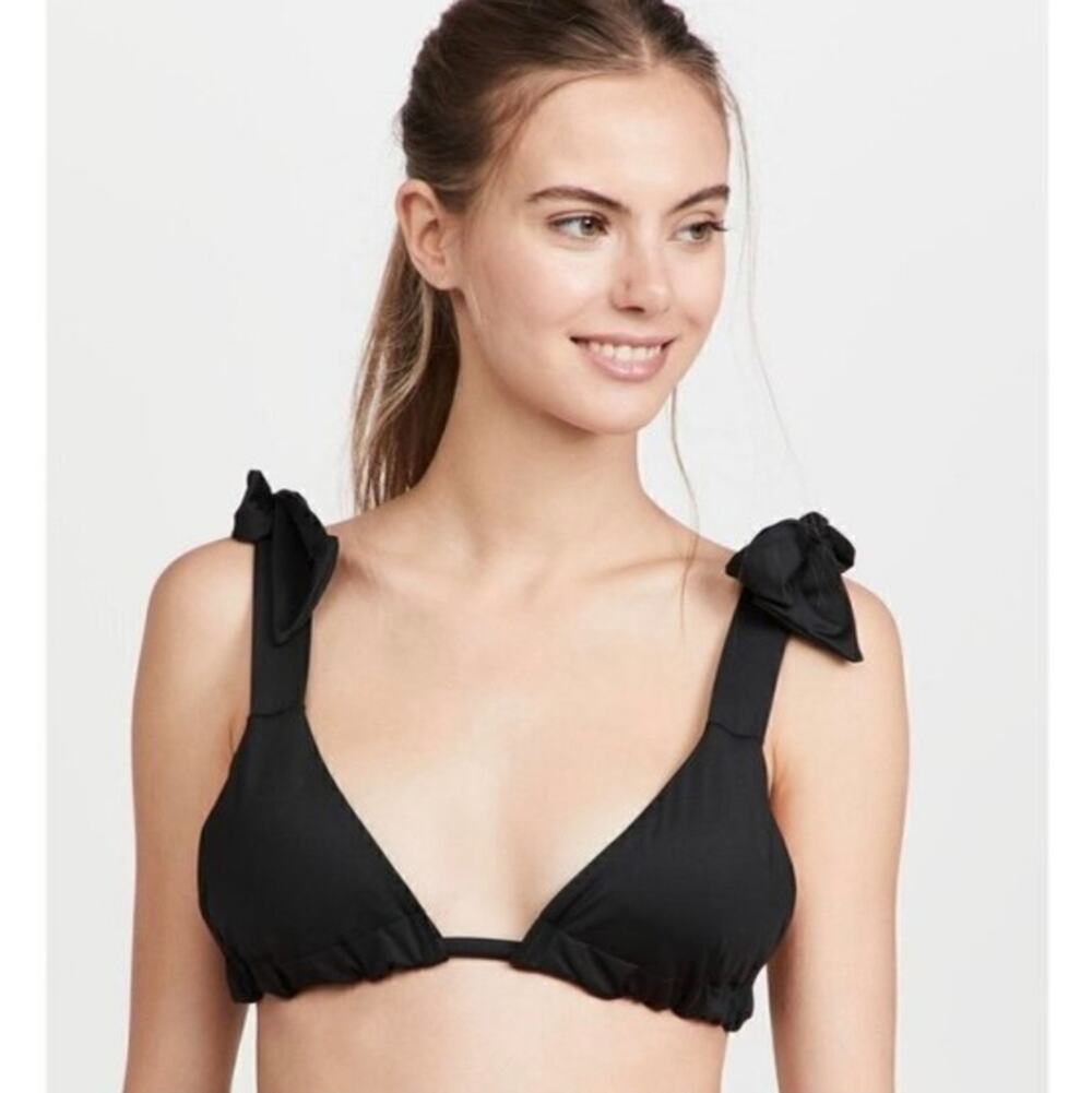 Palmacea Swimwear Tiza Black Triangle Bikini Top Bow NWT Large Colombia